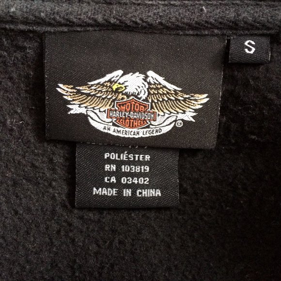 Harley Davidson Womens Hooded Jacket Small Black Embroidered Studs Zip 2010 HD - Picture 4 of 10